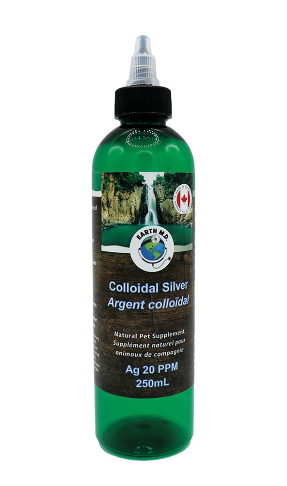 DD7451_Cats_EarthMD Colloidal Silver, Dropper 250mL_Ag 20 PPM,  250 mL, Dropper Bottle